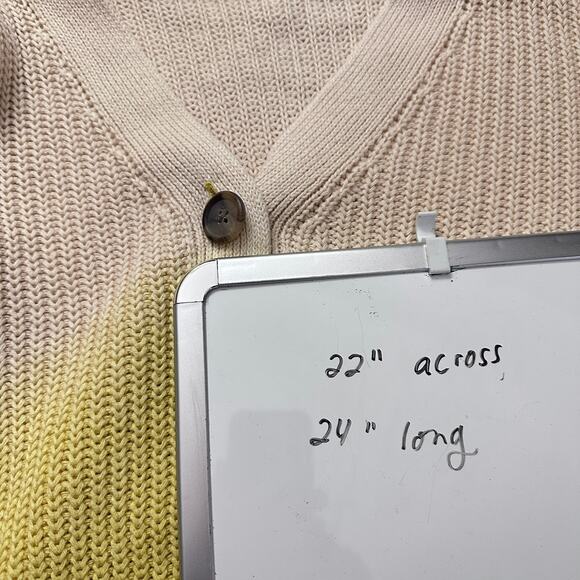 Roan + Ryan Knit Cardigan Sweater Yellow Cream Ombre Dip Dye Chunky Knit SMALL - Picture 11 of 11